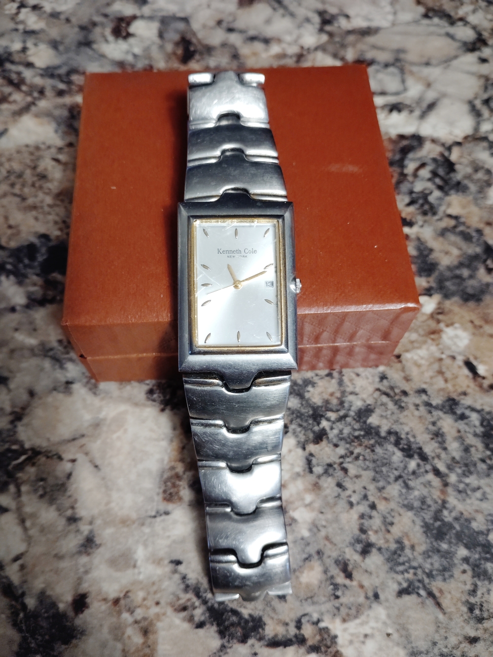 Kenneth Cole Silver and Gold-Tone Rectangular Bracelet Watch